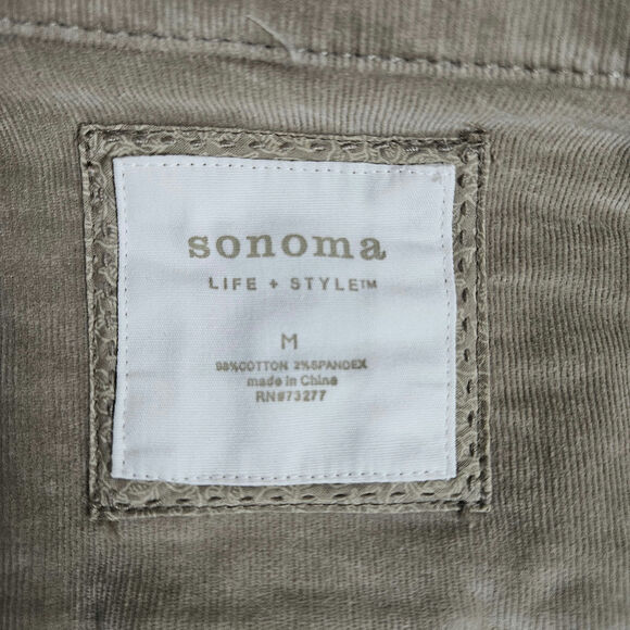 Sonoma Corduroy Beige Button Jacket womens Sz Medium Career Preppy professional - Picture 5 of 9